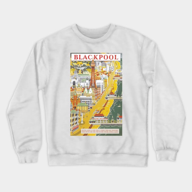 Blackpool - Vintage Railway Travel Poster - 1955 Crewneck Sweatshirt by BASlade93